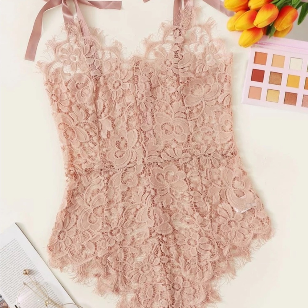 Pink lace lingerie
